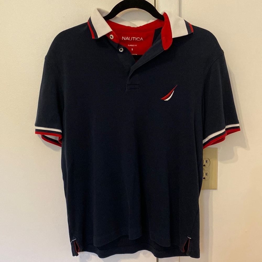 Nautica Men’s Classic Fit Navy Short Sleeve Pique Polo Shirt